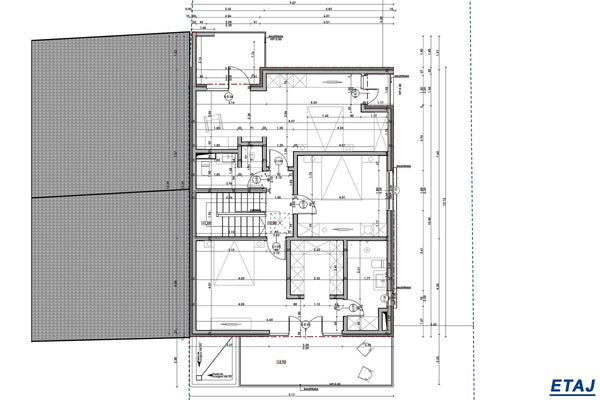 Proiect de arhitectura casa cu etaj si terase circulabile schita etaj