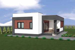 Proiect de casa 100 mp 3 camere 1 baie pe structura metalica - imagine din exterior 6 thumbnail