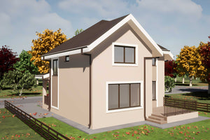 Proiect de casa cu etaj de 200 mp cu terasa model 195-118 - design fatade casa imagine 2 thumbnail