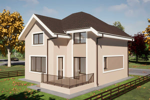 Proiect de casa cu etaj de 200 mp cu terasa model 195-118 - design fatade casa imagine 3 thumbnail