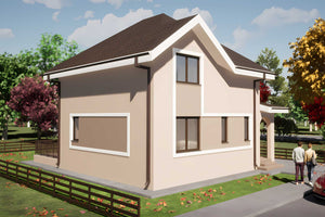 Proiect de casa cu etaj de 200 mp cu terasa model 195-118 - design fatade casa imagine 4 thumbnail
