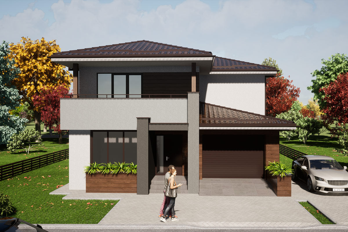 Proiect Garaj Proiect de casa cu etaj si garaj pe structura metalica 290mp – Wolf ...