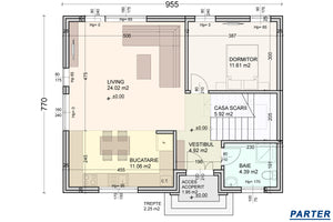 Proiect de casa cu structura metalica cu 4 dormitoare 150 mp schita casa parter thumbnail