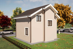 Proiect de casa mica cu etaj din structura metalica 125 mp - fatada casa 4 thumbnail
