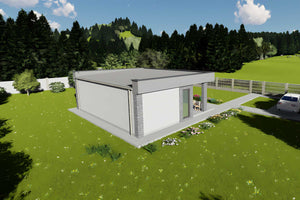 Proiect de casa mica parter 75mp 2 camere structura metalica - fatada poza 7 thumbnail