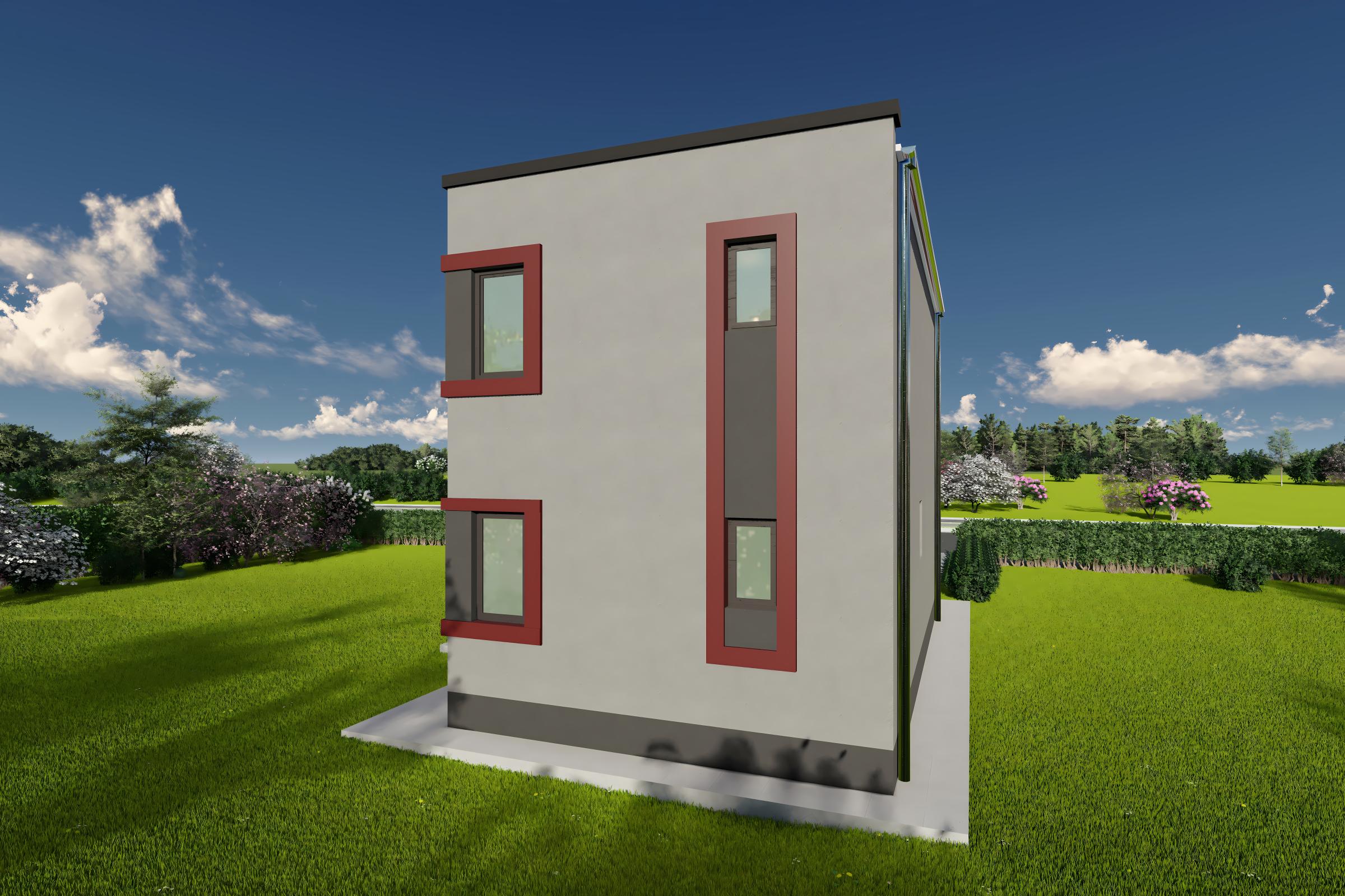 Proiect de casa moderna cu etaj pe structura metalica 120mp design fatada poza 08
