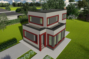 Proiect de casa moderna cu etaj pe structura metalica 120mp design fatada poza 13 thumbnail
