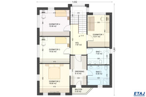 Proiect de casa pe structura metalica cu etaj si garaj 300mp compartimentare la interior etaj thumbnail