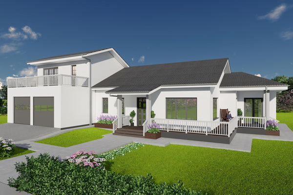 Proiect de casa stil american cu etaj pe structura metalica design modern imagine 2