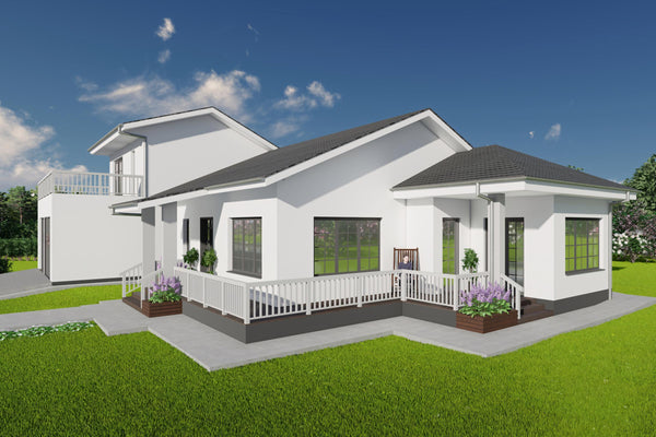 Proiect de casa stil american cu etaj pe structura metalica design modern imagine 5