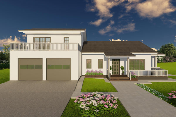 Proiect de casa stil american cu etaj pe structura metalica design modern imagine 13