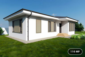 Proiect de casa structura metalica 3 camere si 2 bai 110 mp - design modern exterior casa imagine 1 thumbnail