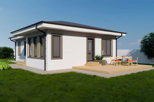 Proiect de casa structura metalica 3 camere si 2 bai 110 mp - design modern exterior casa imagine 3 thumbnail