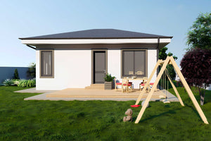 Proiect de casa structura metalica 3 camere si 2 bai 110 mp - design modern exterior casa imagine 4 thumbnail