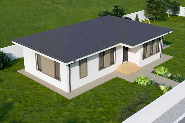 Proiect de casa structura metalica 3 camere si 2 bai 110 mp - design modern exterior casa imagine 8