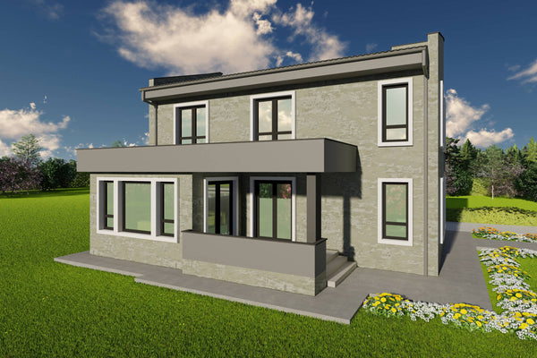 Proiect de casa structura metalica 4 dormitoare 3 bai cod146 - fatada cu placari ceramice poza 06