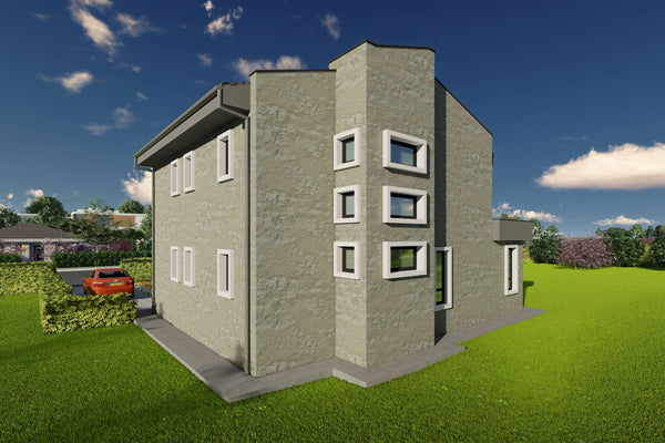 Proiect de casa structura metalica 4 dormitoare 3 bai cod146 - fatada cu placari ceramice poza 11