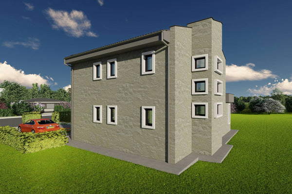 Proiect de casa structura metalica 4 dormitoare 3 bai cod146 - fatada cu placari ceramice poza 12