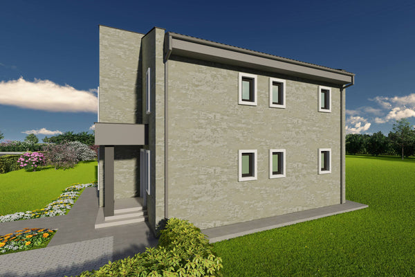 Proiect de casa structura metalica 4 dormitoare 3 bai cod146 - fatada cu placari ceramice poza 13