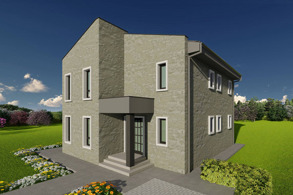 Proiect de casa structura metalica 4 dormitoare 3 bai cod146 - fatada cu placari ceramice poza 15