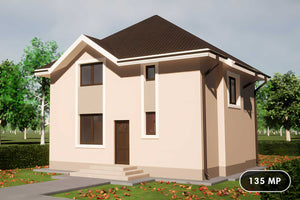 Proiect de casa structura metalica cu etaj si 3 dormitoare - fatada imagine 1 thumbnail