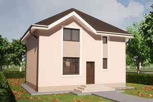 Proiect de casa structura metalica cu etaj si 3 dormitoare - fatada imagine 3 thumbnail