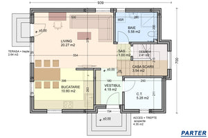 Proiect casa pe structura metalica 137-107 - plan parter thumbnail