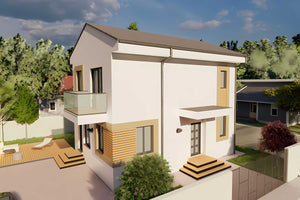 Proiect casa pe structura metalica 137-107 - fatada imagine 3 thumbnail