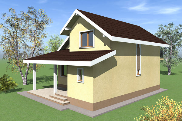 Proiect de casa structura metalica cu etaj si terasa 150 mp - fatada casa imagine 3