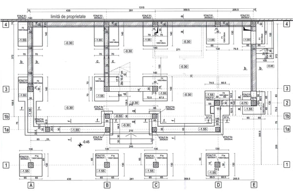 proiect de fundatie casa structura metalica marcat cu cote