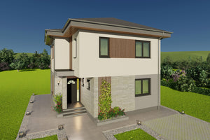 randare 3D perspectiva de zi pentru proiect de casa amprenta 80 mp etajata thumbnail