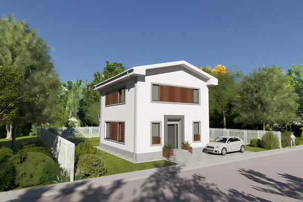 randare 3D structura metalica casa P+1E cu pereti exteriori 140 mm