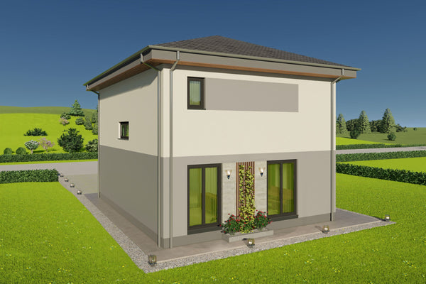 randare exterioara zona acces gradina pentru cladire din profile metalice
