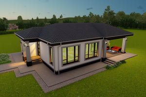 Randare fatada dreapta pentru imobil cu amprenta la sol de aproximativ 14 x 10 m thumbnail
