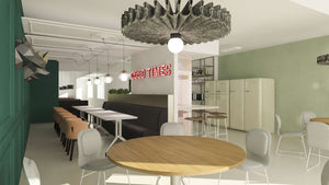 Realizare design interior zona luat masa cladire de birouri thumbnail
