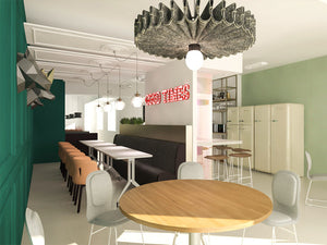 Realizare design interior zona luat masa cladire de birouri thumbnail