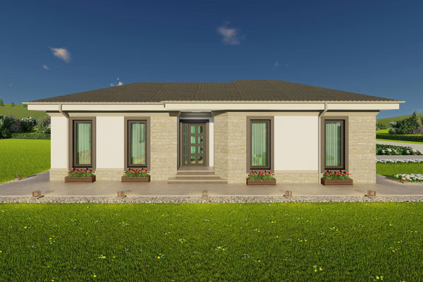 Redare exterioara proiect casa parter cu terasa