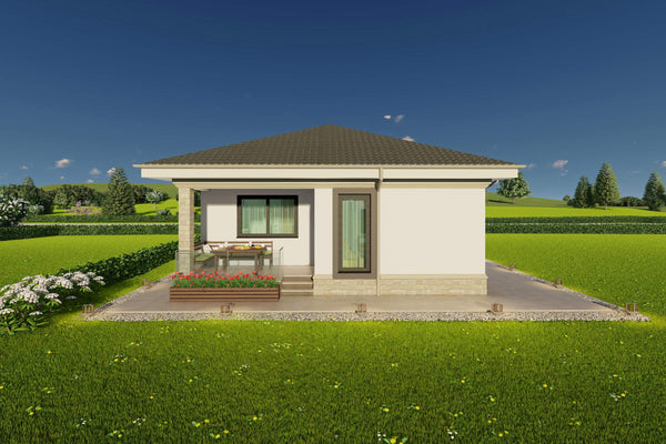 Reprezentare 3D terasa acoperita casa parter