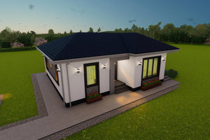 Simulare lumina de seara exterior proiect casa moderna regim de inaltime parter thumbnail