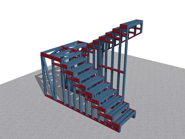 modelare 3D structura metalica usoara pentru scara interioara intre nivele