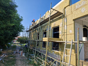 Termoizolatie exterioara vata bazaltica si masa de spaclu constructie casa de 130 mp thumbnail