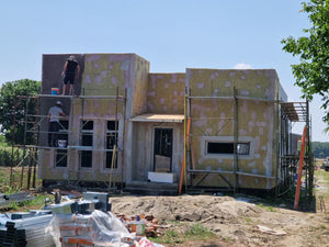 Termoizolatie exterioara vata bazaltica si masa de spaclu constructie casa de 130 mp thumbnail