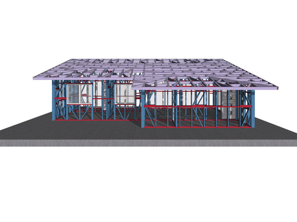 volumetrie proiect de structura metalica casa unghi lateral