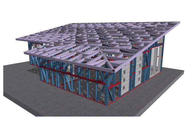 volumetrie proiect de structura metalica casa unghi acoperis