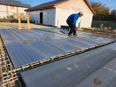 Termoizolatie si armare placa de fundatie la casa pe structura metalica in Ilfov