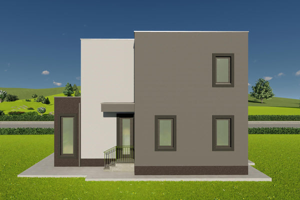 Vedere din spate proiect 170-167 constructie din zidarie si finisaje premium