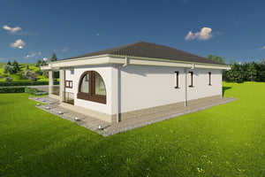 vedere posterioara proiect casa parter 2 dormitoare structura metalica thumbnail