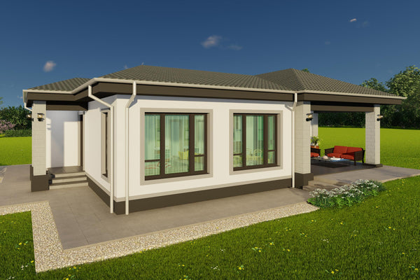 Vizualizare 3D constructie casa din zidarie cu design modern