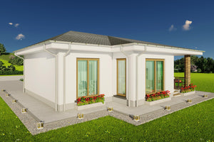 Vizualizare 3D constructie casa frumoasa de zidarie 90 mp cu terasa acoperita thumbnail