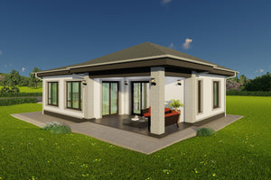 Vizualizare de ansamblu pentru constructie casa traditionala cu stalpi placati ceramic thumbnail